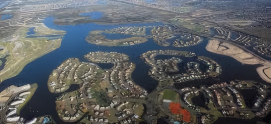 Aerial view of the wooded islands and channels of the Tigre Delta near Buenos Aires
