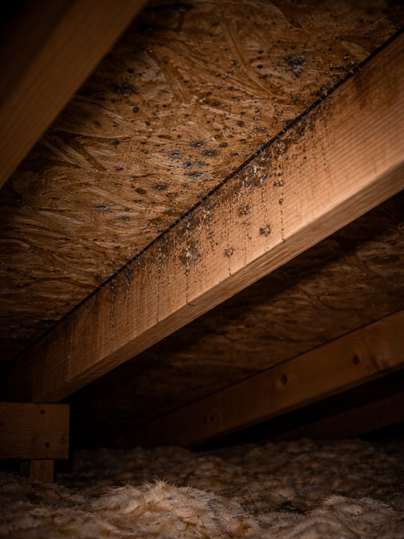 Mold spots on roof sheathing