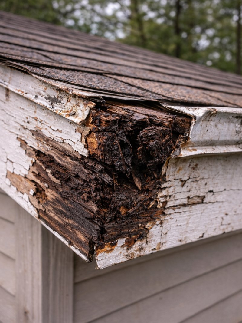 Rotten wood near eaves