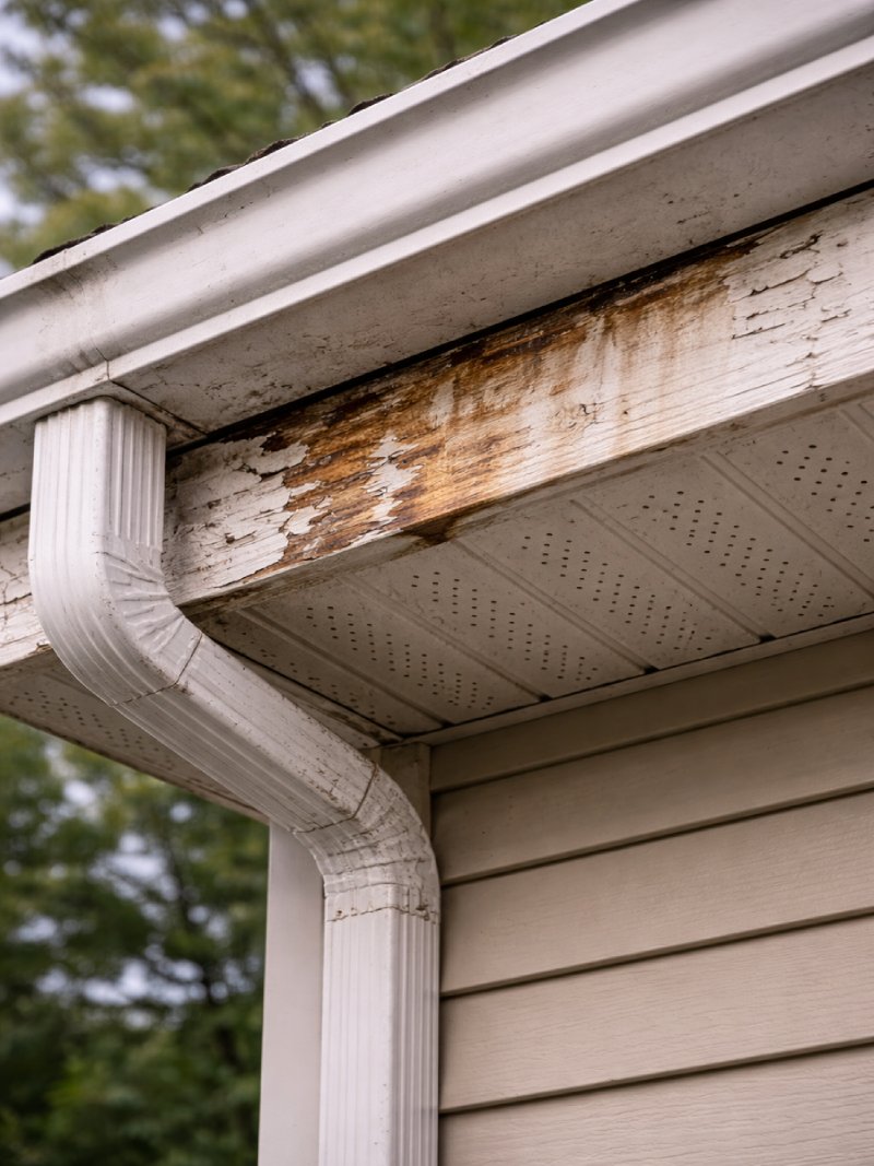 Stained fascia and soffit boards