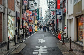 Japanese narrow city street with vending machines and signage in Tokyo