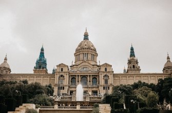 The Palau Nacional, home of the MNAC museum, above its fountain on Montjuic