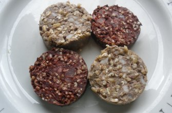 Slices of Irish black and white pudding