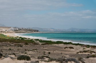 Turquoise sea and sandy coast in the north of Fuerteventura