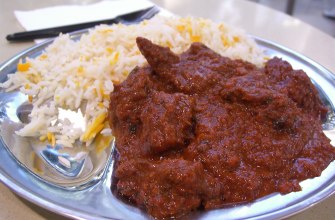 Vindaloo, the deep red Goan vinegar and chili curry
