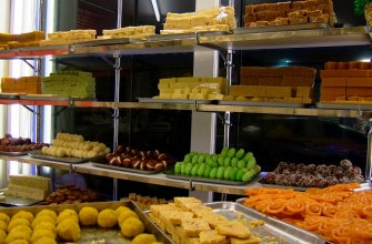 An assortment of colourful Indian sweets, mithai, for Diwali