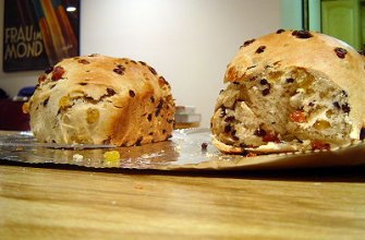 A barmbrack, the Irish fruited tea loaf