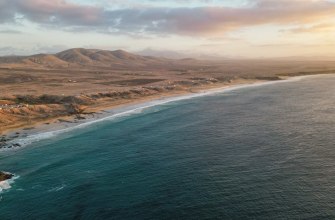 Long sandy Atlantic beach at Morro Jable in southern Fuerteventura
